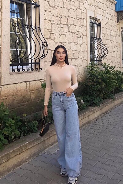 Geppetto Snow Wash Blue 90's Lycra Super High Waist Loose Jeans Palazzo Trousers