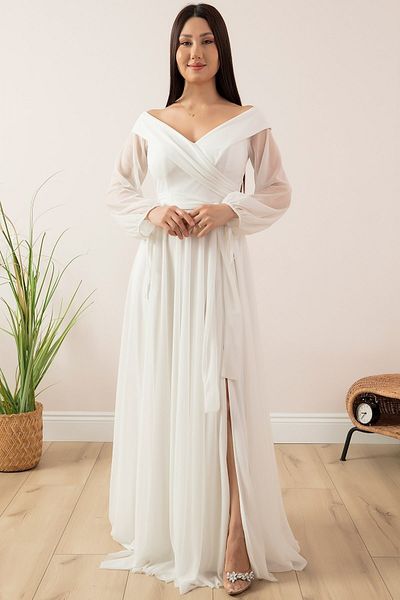 PULLIMM Rochie de seara din tul cu sclipici - 38957 cu siret si evantai