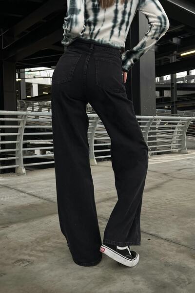 Geppetto Silva Non-Fading Black High Waist Wide Leg Jeans Jean- Loose Jean