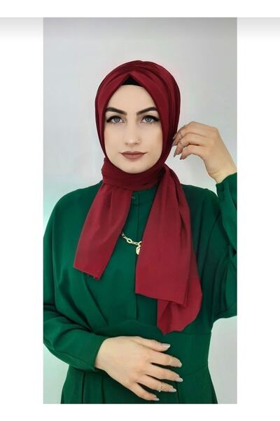 Ayselcehobi Kadın Tesettür Büzgülü Hazır Şal Bordo