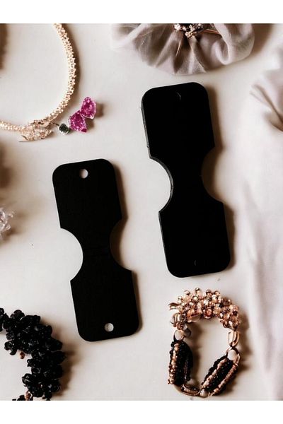 t tuğset etiket 25 Pieces of Rubber Buckle Cards - Necklace and Bracelet Tag (Black) - T479
