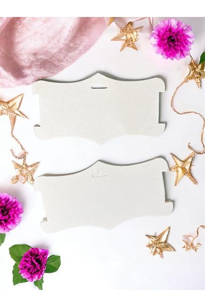 t tuğset etiket 25 Pieces Bow Tie Bandana Card - Buckle Accessory - Scarf Necklace Card/Label 10x18 Cm (WHITE)-t486