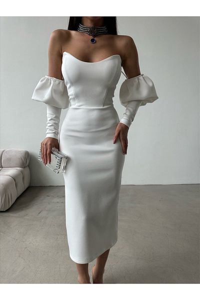 Gallogi Princess Sleeve Detailed Midi Dress