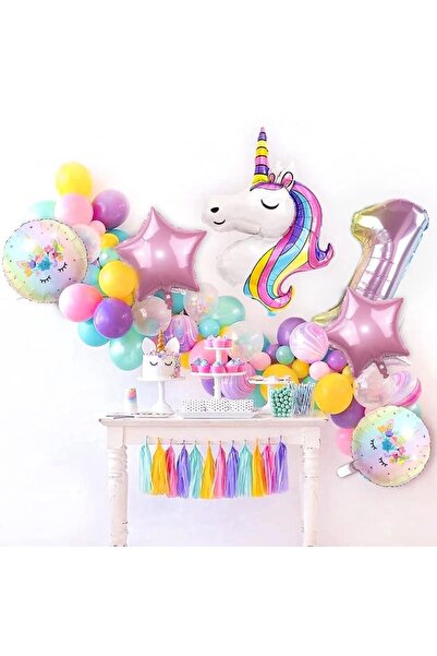 DÜVENCİ TİCARET Unicorn 1 Yaş Lüks Balon Seti