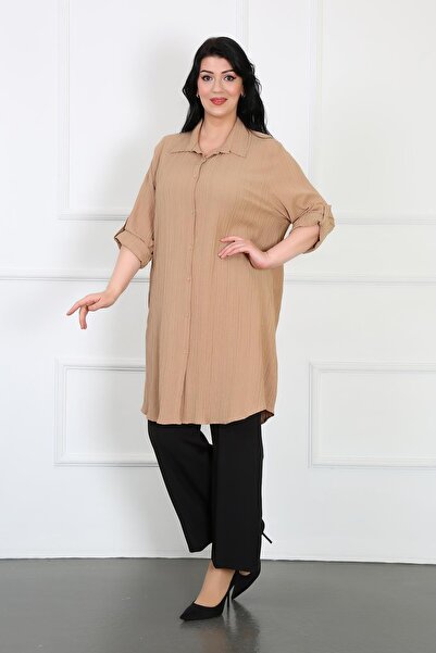 By Alba Collection Γυναικείο τουνίκ από ύφασμα βιζόν Twist Plus Size