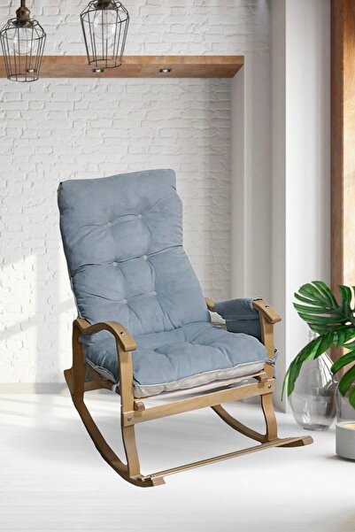 Reyo Doğal Ahşap Sallanan Tv Koltuğu, Sallanan Sandalye, Emzirme Koltuğu /çift Taraflı Minder