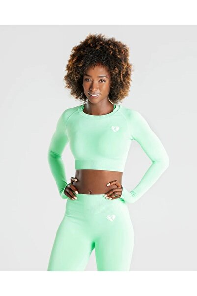 WOMEN'S BEST بلوزة قصيرة بدون خياطة بأكمام طويلة