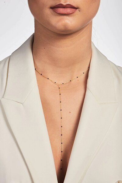 Joy of Jade Emory Kolye 1 Mikron Rodyum Kaplama (925 Ayar Gümüş Üzerine) Siyah Mine