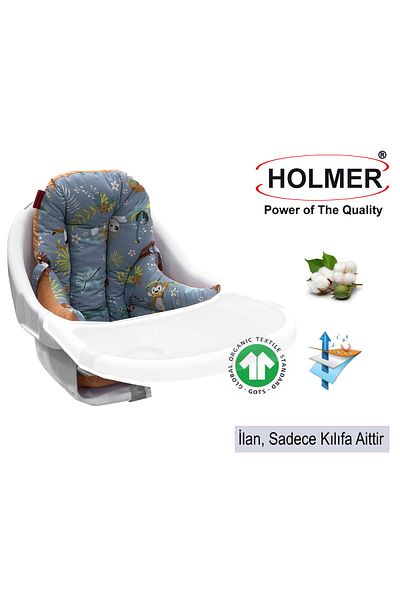 Holmer Gray Organic High Chair - Stain Resistant, Cushion and Cover Md