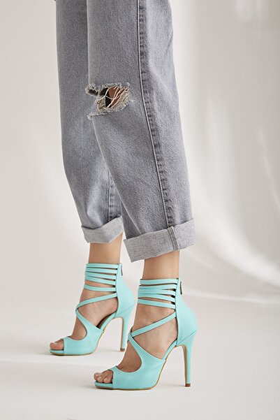 AYAKKABI PRENSİ Mina Mint Matte 10 cm Women's Classic Heeled Shoes