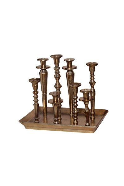 Cor Mulder Gold 8 li Şamdan Tepsi 41 X 29 X 34  cm