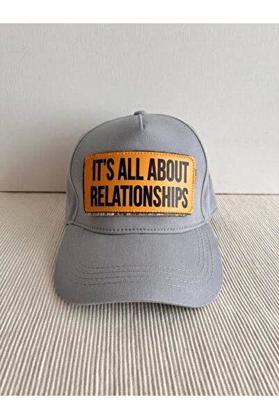 CosmoOutlet It's All About Relationships Adjustable Unisex Gray Cap with Detachable Logo