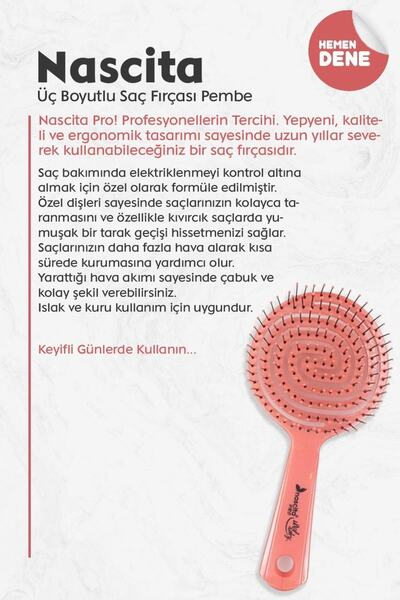 nascita Τρισδιάστατη οβάλ βούρτσα μαλλιών ροζ