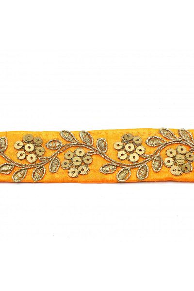bidoluhobi Indian Handwork Stripe Sequined Floral Orange