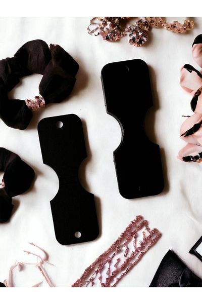 t tuğset etiket 25 Pieces of Rubber Buckle Cards - Necklace and Bracelet Tag (Black) - T479