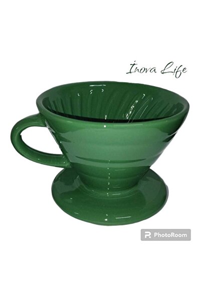 Genel Markalar 600 ml ve üzeri İNOVA LİFE YEŞİL V60 02 SERAMİK DRİPPER KAHVE DEMLEME EKİPMANI Seramik