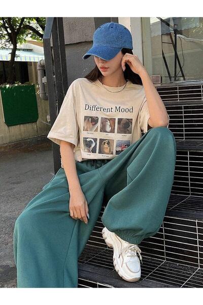 AFROGİYİM Γυναικείο μπλουζάκι Oversize - Different Mood Printed