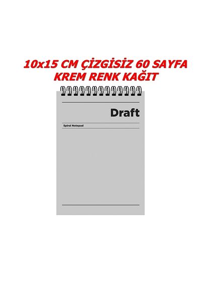 SEYFİKİRTASİYE 10x15 Cm A6 Unlined 60 Sheets Cardboard Cover Ring Notebook 60 Gr Cream Color Paper Draft