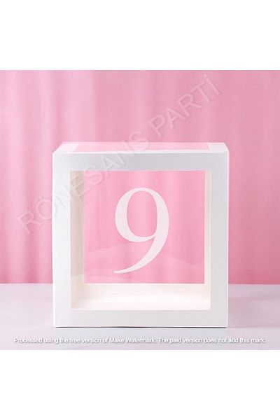 RÖNESANS PARTİ White Transparent Balloon Box 9 Number 25X25 cm