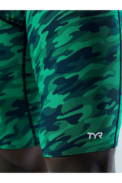 TYR Sport Tyr Durafast Elite Camo Men's Jammer Swimsuit, Knee Length, Green Camouflage Pattern