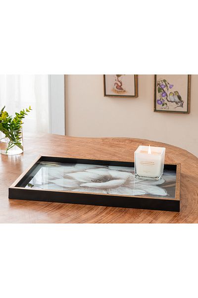 English Home 31x46 Cm Gold Colored Flower Chic Decorative Tray