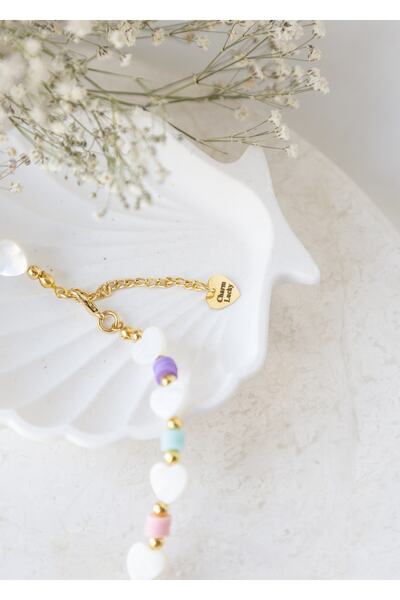 CHARMLUCKY Heart Pearl Stone - Fimo Necklace