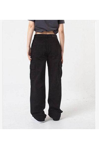 LAMİRA Mood Black Colorfast Cargo Pocket Φαρδιά πόδι