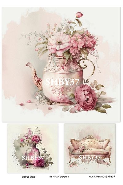 LİNEART Brass Decopage Paper La-shby37