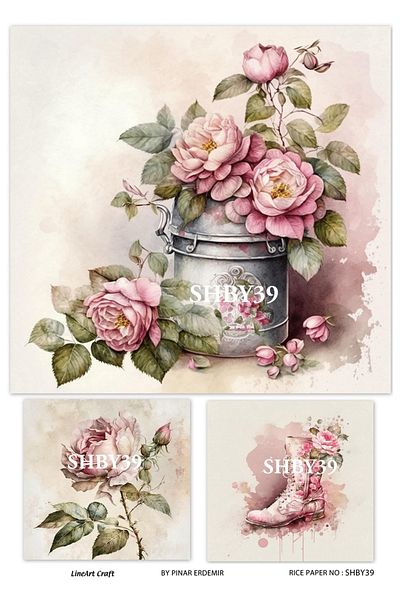 LİNEART Brass Decopage Paper La-shby39