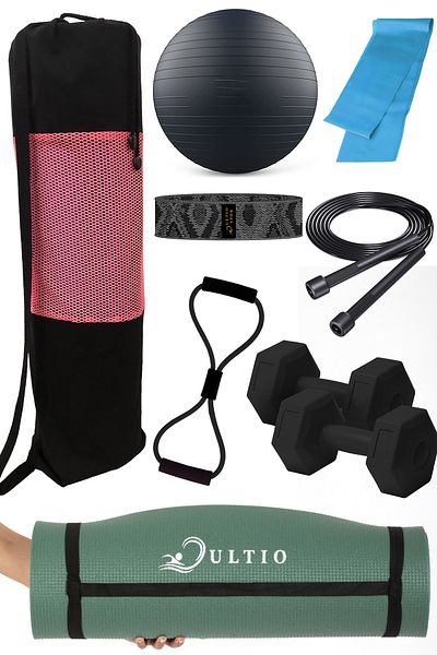 ULTIO Wonderful Pilates Set 10 Mm Pilates Mat, Pilates Bag and Equipment Suitable for All Exercises