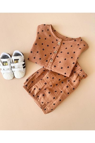 Colorstories Unisex Cinnamon Muslin Top and Bottom Set