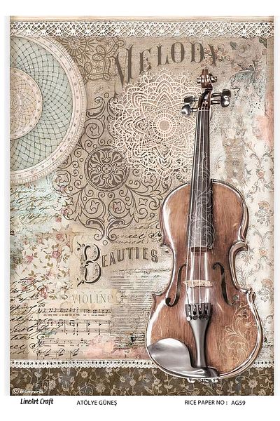 LİNEART Brass Decopage Paper La-ag59