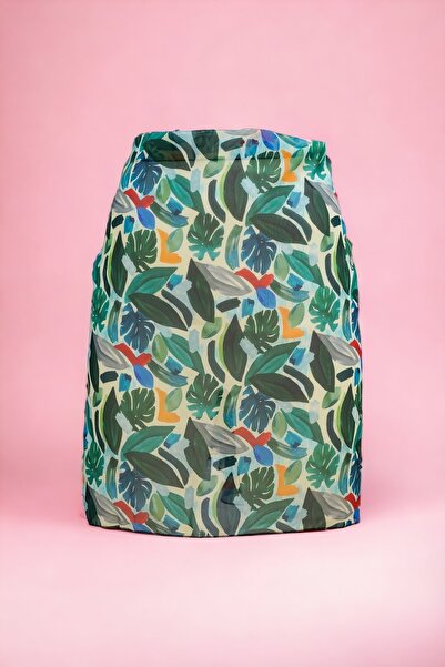 pistore Κοντό γυναικείο φόρεμα παραλίας με τροπικό σχέδιο Pareo Abstract πράσινο χρώμα Νέα σεζόν