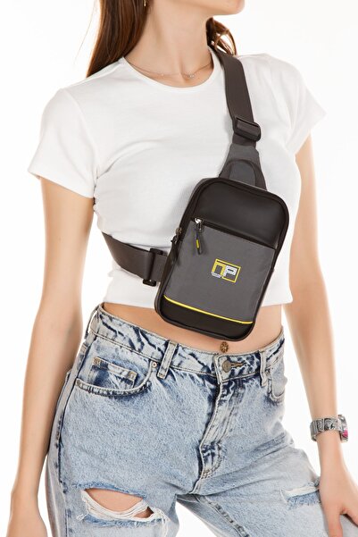 NEWISH POLO ACCESSORIES حقيبة كتف وصدر بحزام متقاطع باللون الرمادي للجنسين لل...