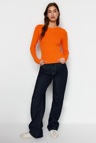 Trendyol Collection Orange Basic Crew Neck Knitwear Sweater TWOAW23KZ01249