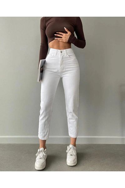Geppetto Blugi Mom cu talie înaltă - Pantaloni Rosa Skinny Denim