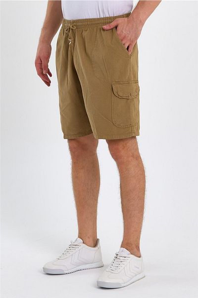 Tarz Cool Ανδρικό καφέ Cargo Pocket Regular Lenn σορτς με κορδόνια-crepesrt01r01s