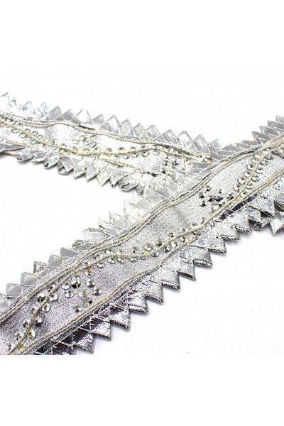 bidoluhobi Indian Handwork Stripe Elegant Sequin Silver