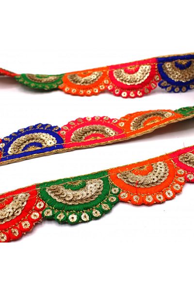 Turgut Brode Indian Work Stripe Sequin Motif Multicolor 2
