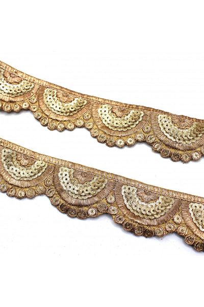bidoluhobi Indian Work Stripe Sequin Motif Gold