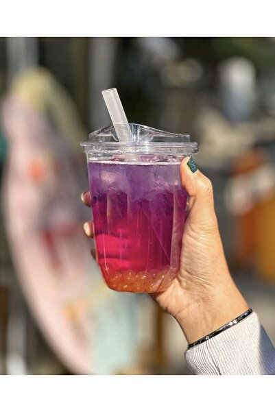 Miopack 400 Cc Plastik Pet Bubble Bardağı Kapaklı Ve Pipetli 50li (bubble Pip...