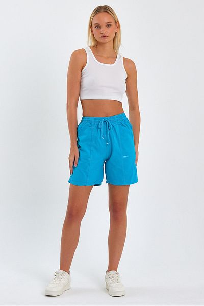 Tarz Cool Pantaloni scurți de in albastru - Croială relaxată pentru femei