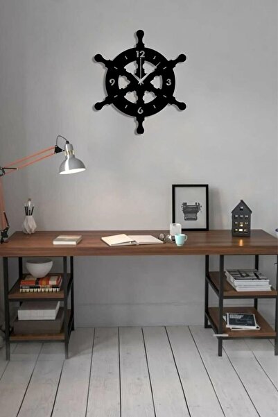 Ensa Design Dümen Şeklinde Latin Rakamlı Ahşap Duvar Saati 45 X 45cm