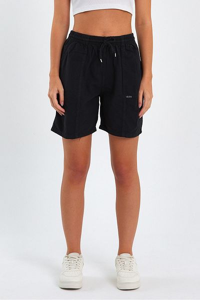 Tarz Cool Pantaloni scurți de in negru - Femei cu o formă relaxată