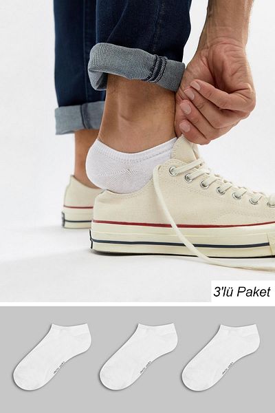 chetic White Seamless Cotton 3 Pieces Men's Booties Socks Set