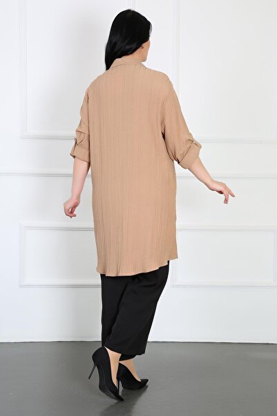 By Alba Collection Γυναικείο τουνίκ από ύφασμα βιζόν Twist Plus Size