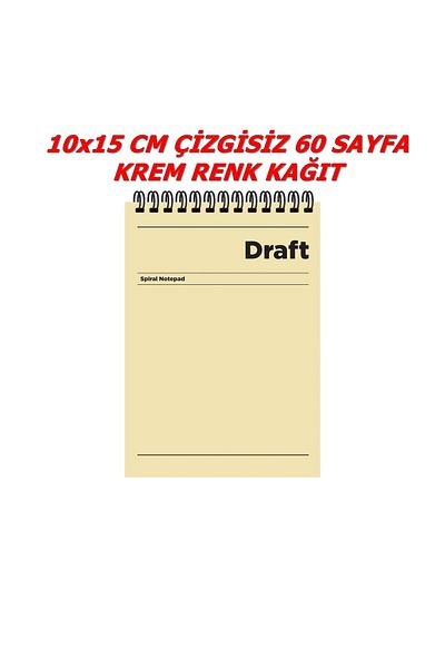 SEYFİKİRTASİYE 10x15 Cm A6 Unlined 60 Sheets Cardboard Cover Ring Notebook 60 Gr Cream Color Paper Draft