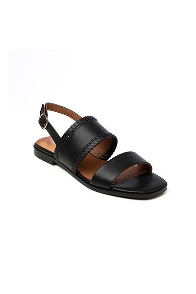 John May Women's Sandals Leather MAR-23Y-166-007 John May BLACK SKIN