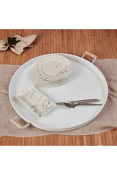 EVSTYLE White Metal Village Tray - 51 cm