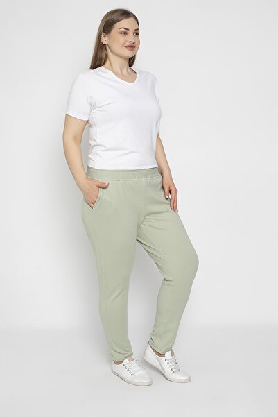 VISHENKA Women's Large Size Pocketed Lycra Mint Color Sweatpants